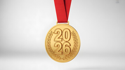 Celebrate 2026 with a stunning gold medal award for achievements and success, perfect for sports, events, and commemorative designs