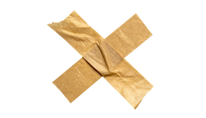 Brown Adhesive Tape Cross Shape on Transparent Background for Repair and Crafting Projects