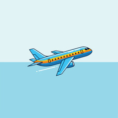 Stylized illustration of a commercial airplane in flight, depicting global air travel and transportation with a modern and clean design