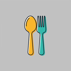 Spoon and Fork Culinary Utensils Kitchen Icon for Food Services and Restaurant Design