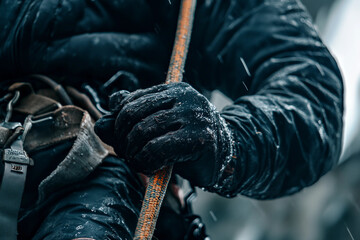 Generative AI image of a smiling person enjoying extreme bungee jumping adventure with scenic mountain landscape behind