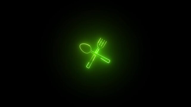 Neon line Fork, knife, and spoon symbol for restaurant, food, or kitchen design.