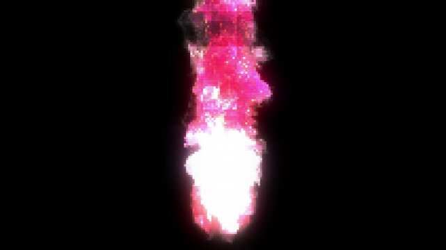 A flame with a glitch effect. Digitally distorted fire. Digital fire with pixels.