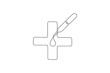 Dropper and cross logo abstract one line sketch