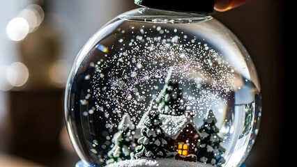 Enchanting Winter Scene - A Snow Globe Capturing Holiday Magic.