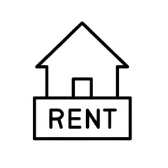 Home Rent Outline Vector Icon on White Background