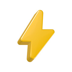 3d rendering icon thunder bolt in yellow color