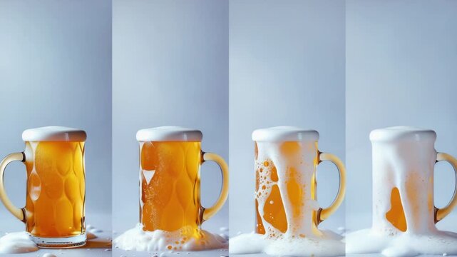 Video A collection of beer mugs lined up together, perfect for events or parties