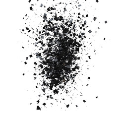 Fototapeta premium Abstract dark explosion of glittering particles against a black background