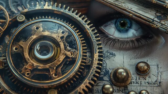 Video A close-up shot of a person's face with a clock in the background, great for time-related concepts and portraits