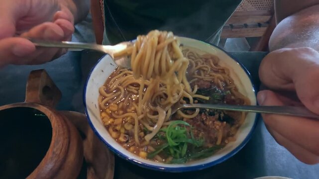 Dolly forward to eating a bowl of traditional butter corn ramen soup, a famous local dish from Hokkaido region