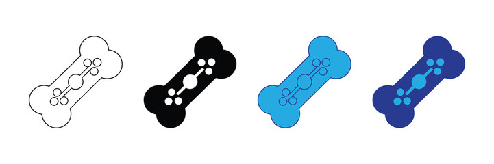 Abstract molecule structure represented by a bone shape with connecting circles, ideal for science and pet industry concepts. 111
