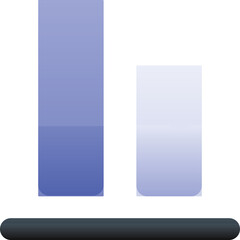 Two Vertical Bars Illustrating Data Decrease Or Decline In A Simple Graphic With Blue Gradient And Transparent Background