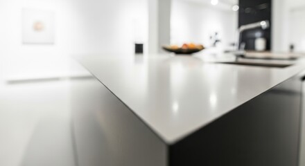 Angular front perspective counter with softened blur white