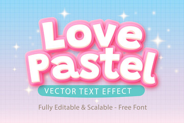 Playful pastel 3D text style with soft colors, glowing highlights, and editable vector design ideal for branding, titles, and creative graphics.