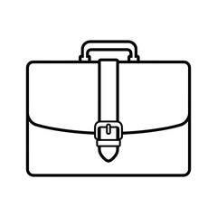 Briefcase line art drawing with a buckle strap and handle, isolated on