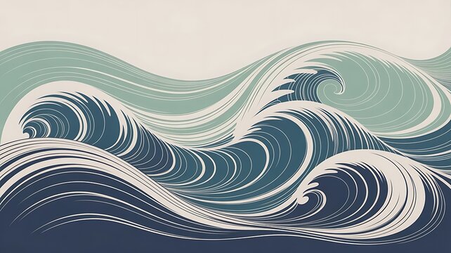 Dynamic ocean waves pattern providing movement and style for backdrops, marketing materials, or website designs evoking peace and tranquility near the sea