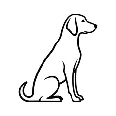 Simple black outline drawing of a sitting dog, depicting a loyal and calm canine companion