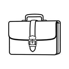 Outline drawing of a classic leather briefcase with a buckle closure, representing business and professional work