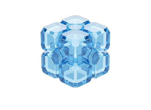 Abstract Geometric Blue Crystal Cube Formation With Sharp Facets And Light Refractions Isolated On A Black Background Representing Technology And Innovation - Powered by Adobe