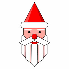 A modern vector illustration of a Santa Claus face designed in a simple geometric and origami style for the Christmas holiday