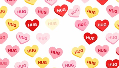 Colorful Illustration of Generic Candy Hearts with Positive Words for Valentine’s Day and Romantic Greetings