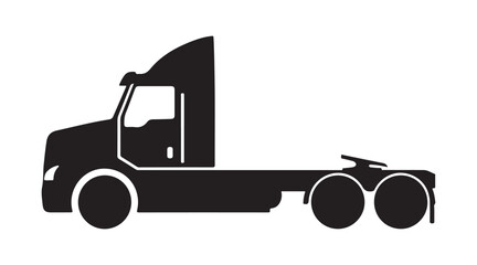 Truck tractor graphic. Trunk automobile. Black shadow. Lateral view. Vector straightforward flat illustration. The separate object on a white surface. Isolate