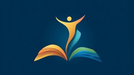 Abstract figure rising from open book with gradient colors pages Photo