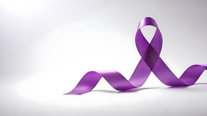 Purple awareness ribbon forms a symbolic loop, representing solidarity, support, and hope for causes like cancer, lupus, epilepsy awareness.