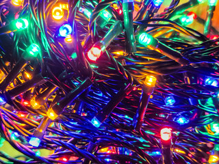 Colorful decorative lights. Christmas lights background