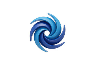 Abstract Swirl Logo Blue Cyclone Symbol With Three Dimensional Effect Against Black Background