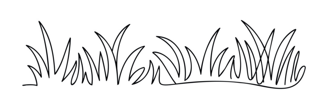 Simple line drawing of fresh green grass blades providing a fresh and natural border for seasonal or outdoor themes, perfect for websites and print materials