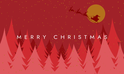 Merry Christmas and Happy New Year with Santa Sleigh Silhouette