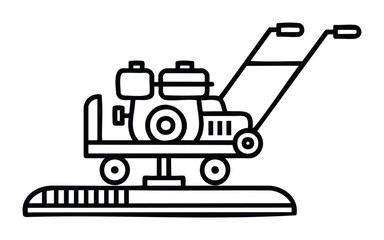 Naklejka premium Black outline symbol of a power trowel for concrete finishing and smoothing construction sites and industrial applications