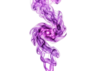 Abstract Swirling Purple Smoke Formation with Glittering Core Isolated on Black Background Delicate Wisps Rising Upward in Elegant Spiral Shape Illuminated by Soft Light creating a Mystical Atmosphere