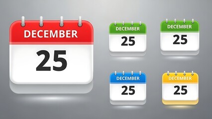 Colorful calendar icons with the date december 25th displayed in different colors