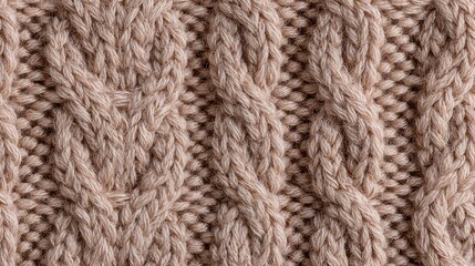 Luxurious beige cable knit texture evokes comfort and warmth, perfect for cozy winter designs and fashion projects, adding a touch of elegance and handmade charm