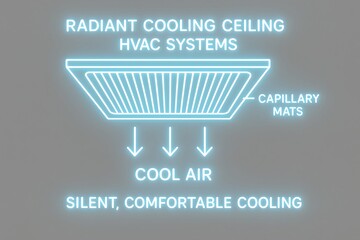 Radiant Cooling Infographic with Surface Temperature Control for Energy Efficient Building Design
