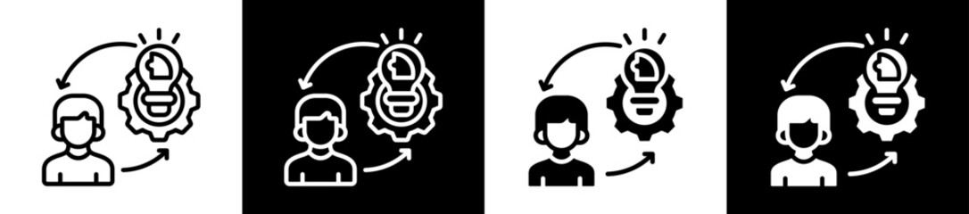 Implement Solution Icon Set In Black And White Filled Style Collection