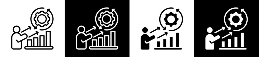 Incremental Progress Icon Set In Black And White Filled Style Collection