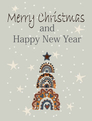 Merry Christmas card with christmas tree, candles and flake 12