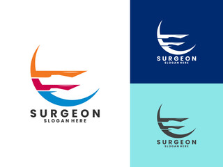 scalpel with half circle logo design. Creative surgeon logo design vector template