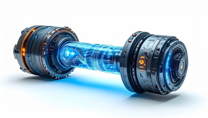 Futuristic energy core design with glowing blue elements and intricate details