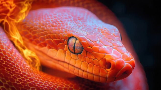 Video Close-up view of a red snake's head showing distinctive features