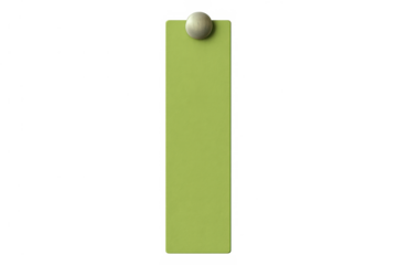 Green blank paper note with a pushpin for office organization and reminder message on transparent background