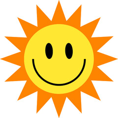 Smiling Sun Cartoon, Happy Sun Illustration, cute Sun icon