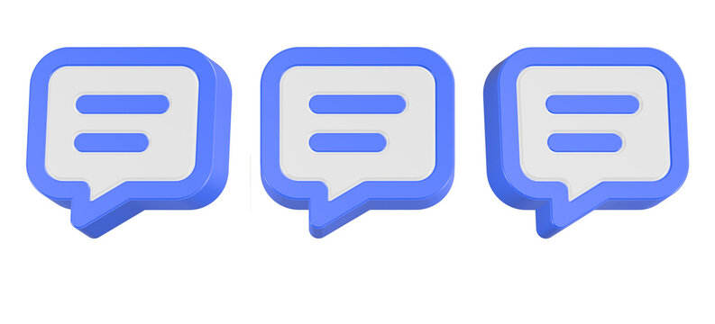 3d rendering icon bubble chat in blue color