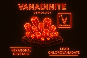 Glowing Vanadinite Crystals with Mineral Specimen Display for Geology Collection and Study
