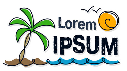 Fototapeta premium A tropical island with sea and palm trees. 