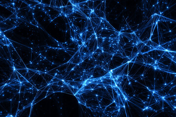 Intricate glowing lines depicting a complex network, symbolizing the digital world or a challenging puzzle. The vibrant blue lines create a mesmerizing pattern